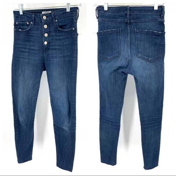 Zara exposed button fly high rise ankle jeans - Picture 1 of 5